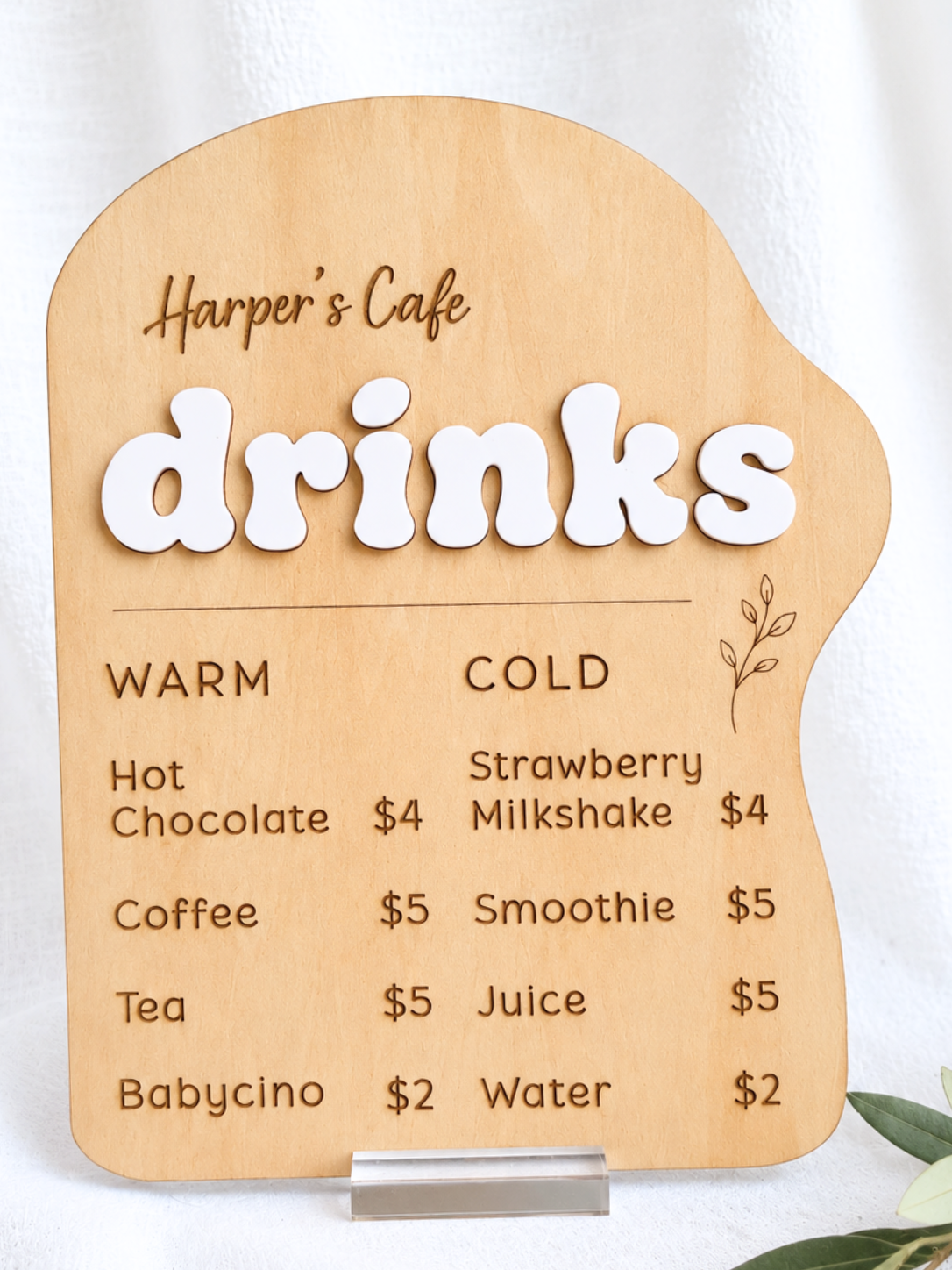 Personalised Wooden Play Café Menu