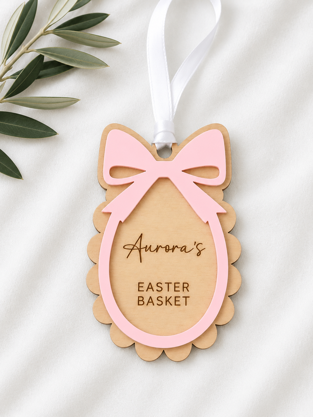 Personalised Bow Easter Basket Tag