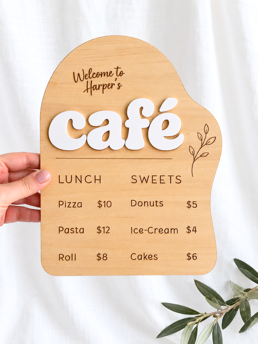 Personalised Wooden Play Café Menu