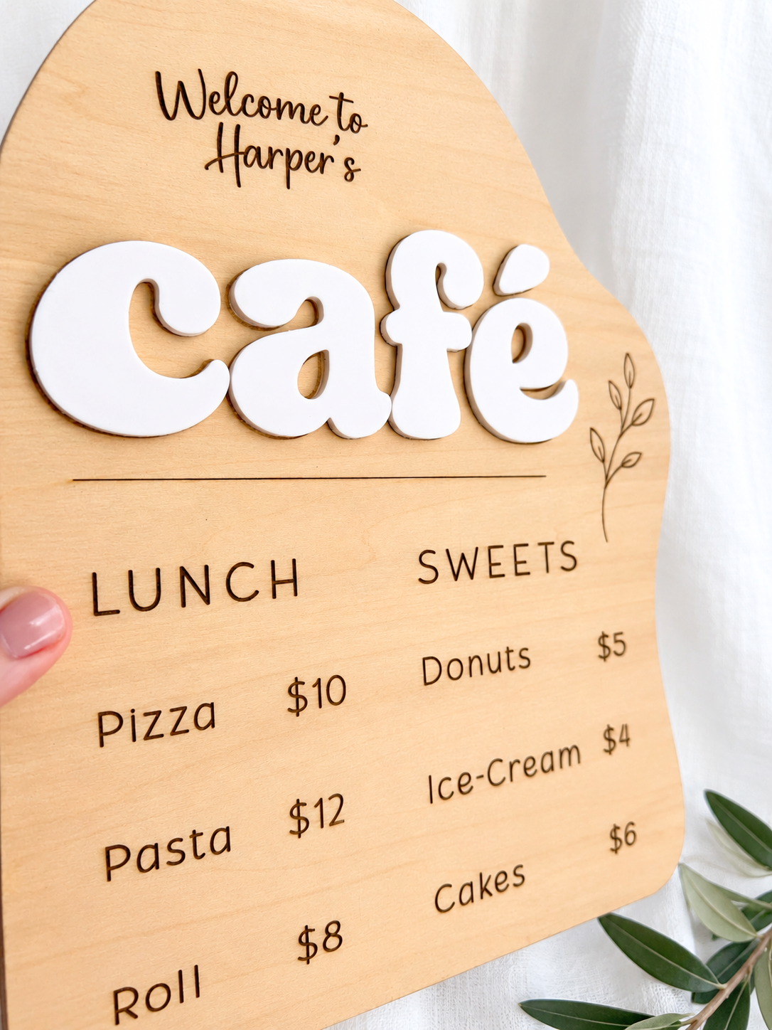 Personalised Wooden Play Café Menu