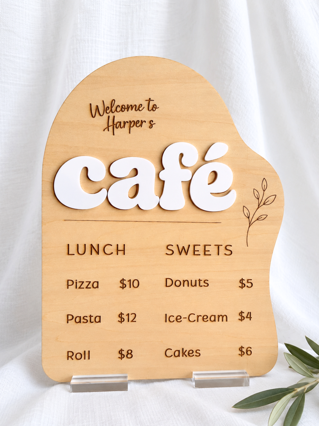 Personalised Wooden Play Café Menu