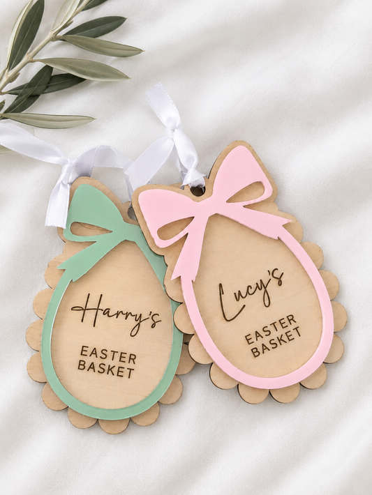 Personalised Bow Easter Basket Tag