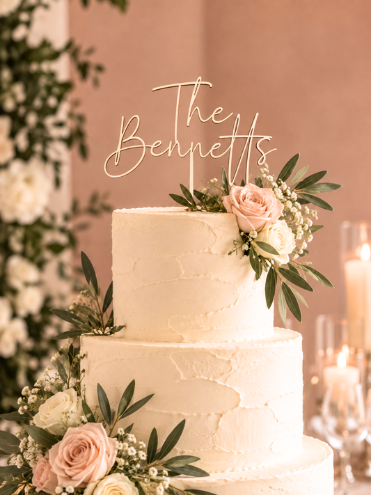Personalised Timber Wedding Cake Topper